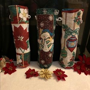 Vintage Needle Point Christmas wine Bags